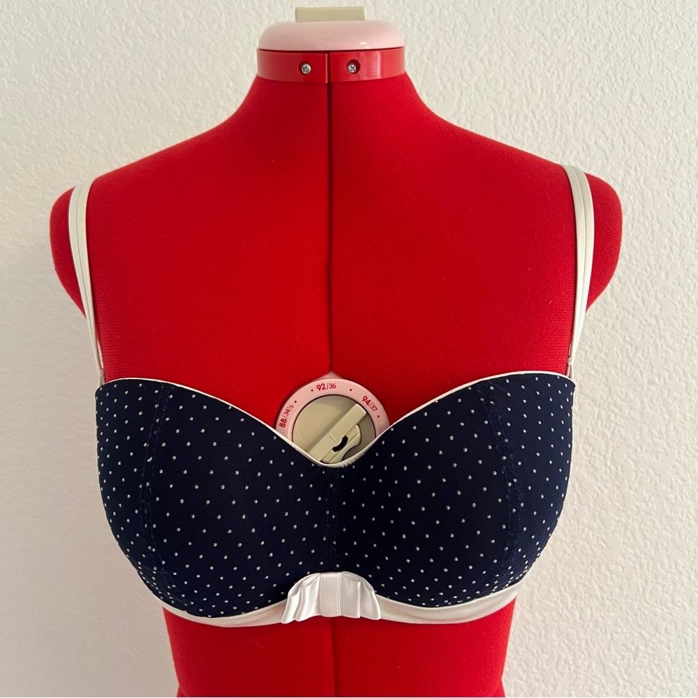 Antigel Navy Polka Dot Bra Strapless Removable Straps Size 38C